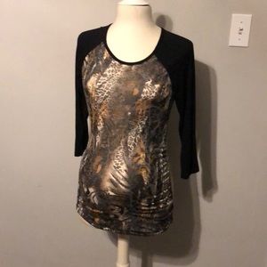 Mom & Co. Baseball Tee Light Animal Printed New